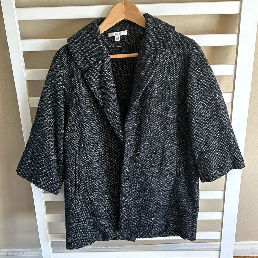 Cabi Womens Speckled White Coat Jacket Size XS